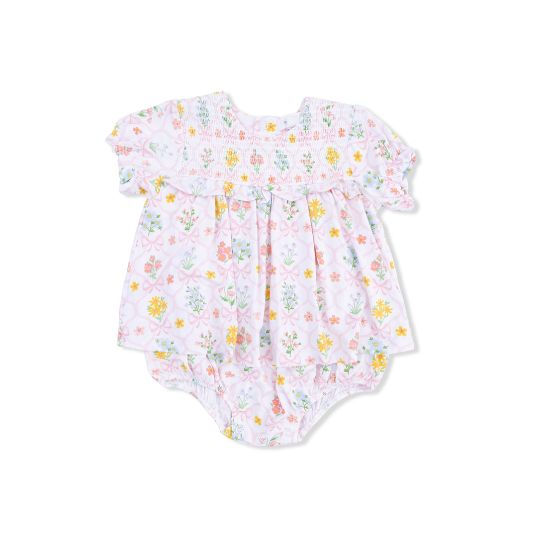 Angel Dear Spring Blooms Bow Trellis Smocked Bubble