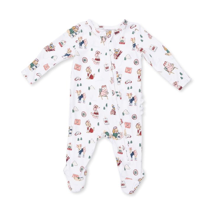 Angel Dear Winter Sports Dogs Ruffle 2 Way Zip Footie