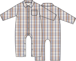 Angel Dear Western Plaid LS Polo Button Down Romper