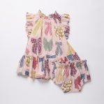 Pink Chicken Baby Harper Dress Set - Patterned Bows