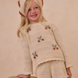 Rylee + Cru CROCHET KNIT PULLOVER || CHERRIES