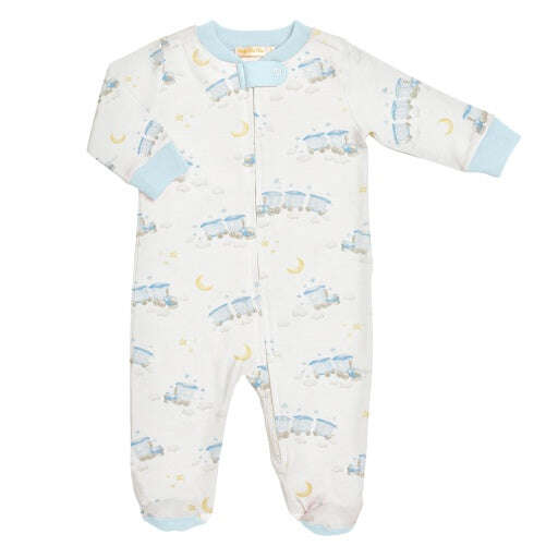 Baby Club Chic Little Train Zip Footie Printed - 3-6M