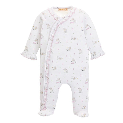 Baby Club Chic Counting Baby Sheep Ruffle Footie - Pink