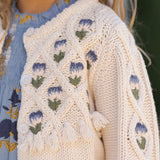 Pink Chicken Tari Tassel Sweater - Flower Embroidery