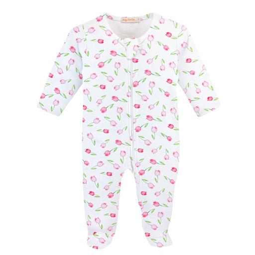 Baby Club Chic Baby Tulips Zip Footie - Pink
